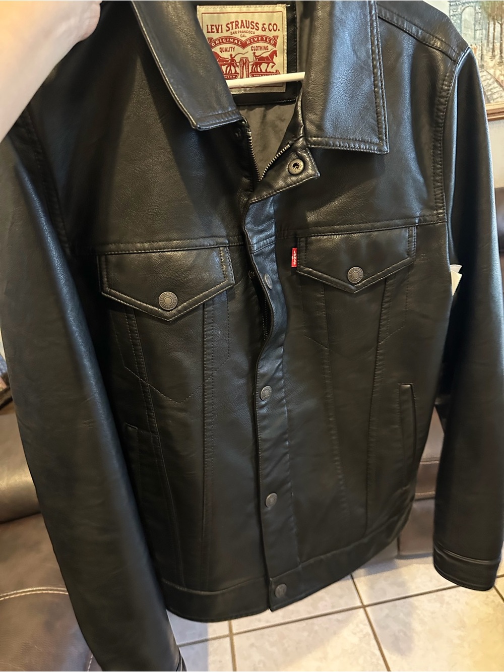 Levi's Black Faux Leather Bomber-Style Jacket
